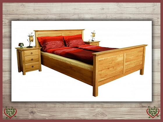 OAK DOUBLE BED, HIGH FOOTBOARD ~ TEMPLE COLLECTION - Paul Martyn Furniture
