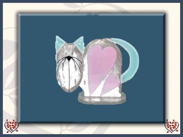 CAT ~ HEART (PINK) | Nobile Glass Animal - Paul Martyn Interiors