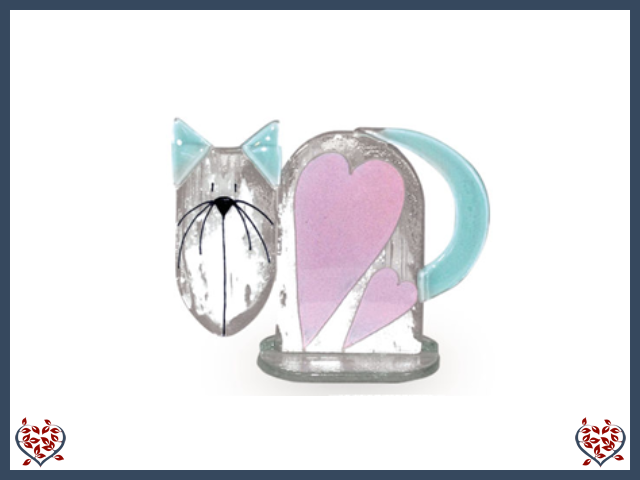 CAT ~ HEART (PINK) | Nobile Glass Animal - Paul Martyn Interiors