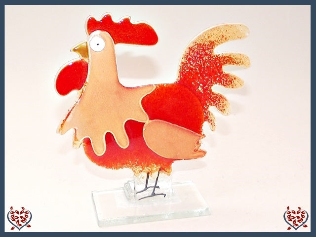COCKEREL SMALL ~ RED | Nobile Glass Animal - Paul Martyn Interiors