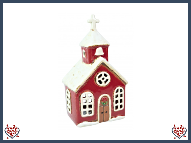 CERAMIC CHRISTMAS CHURCH TEALIGHT | Ceramic - Paul Martyn Interiors