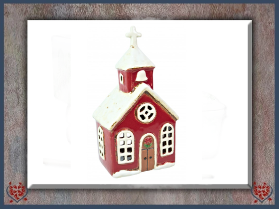 CERAMIC CHRISTMAS CHURCH TEALIGHT | Ceramic - Paul Martyn Interiors