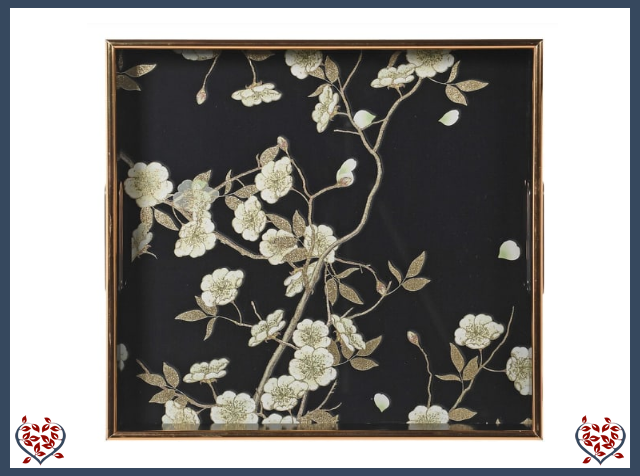 BLACK FLORAL SQUARE TRAY | Kitchenware - Paul Martyn Interiors