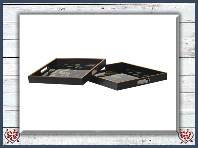 BLACK FLORAL SQUARE TRAY | Kitchenware - Paul Martyn Interiors