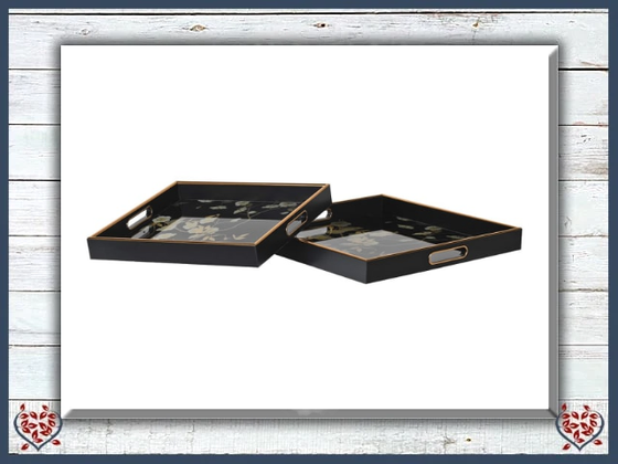 BLACK FLORAL SQUARE TRAY | Kitchenware - Paul Martyn Interiors