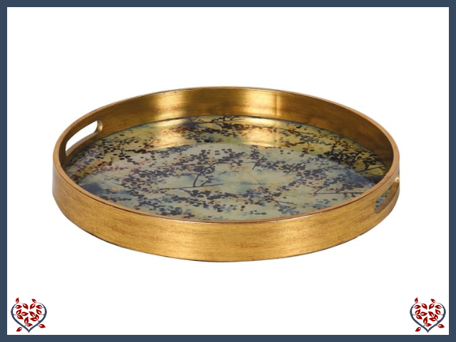 GOLD AND BLOSSOM EFFECT TRAY | Kitchenware - Paul Martyn Interiors