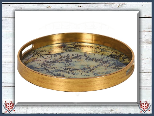 GOLD AND BLOSSOM EFFECT TRAY | Kitchenware - Paul Martyn Interiors