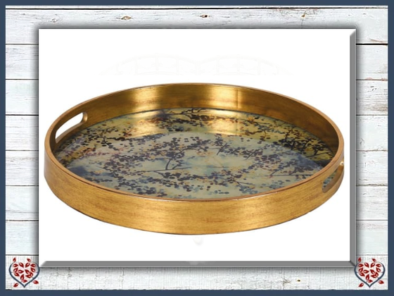 GOLD AND BLOSSOM EFFECT TRAY | Kitchenware - Paul Martyn Interiors