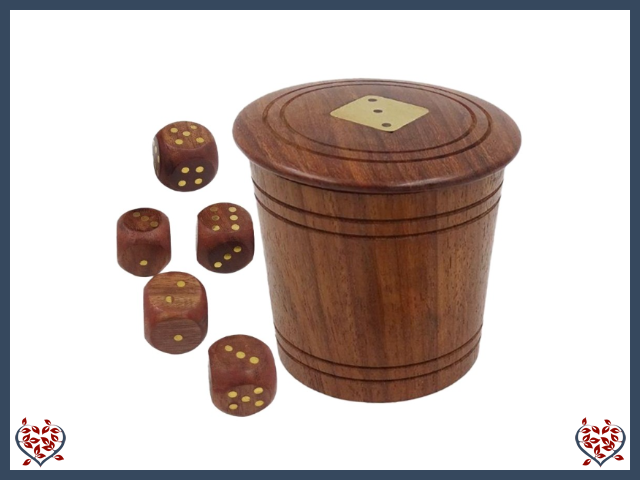 ROUND BOX WITH 5 DICE | Traditional Games