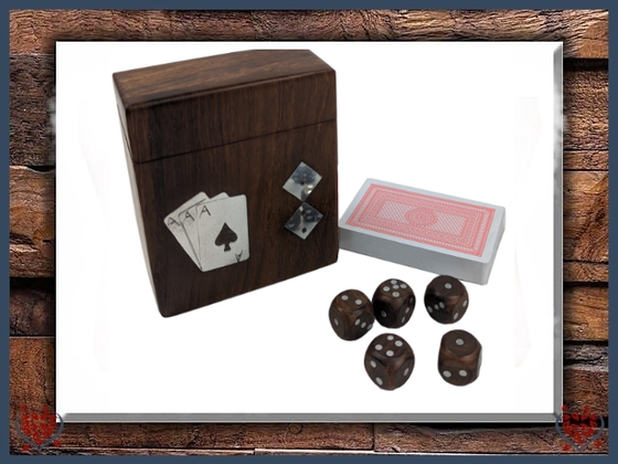 SHEESHAM CARD & 5 DICE  BOX | Traditional Games - Paul Martyn Interiors