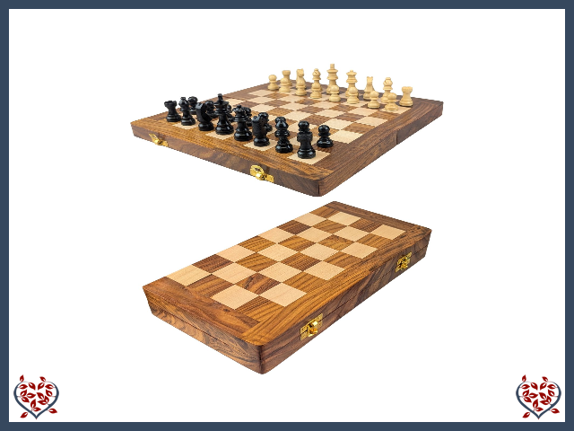 SHEESHAM WOOD FOLDING CHESS SET  | Traditional Games