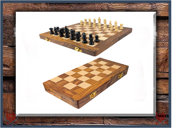SHEESHAM WOOD FOLDING CHESS SET  | Traditional Games