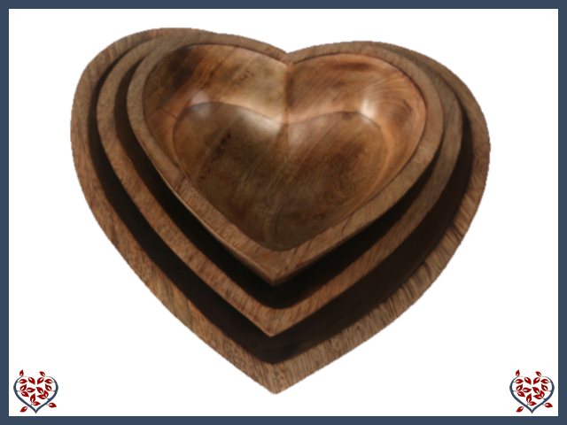 MANGO WOOD BOWLS | Heart Shaped Wooden Bowls