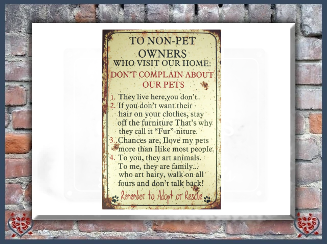 NON PET OWNERS ~ WOODEN SIGN |  Wall Decor - Paul Martyn Interiors