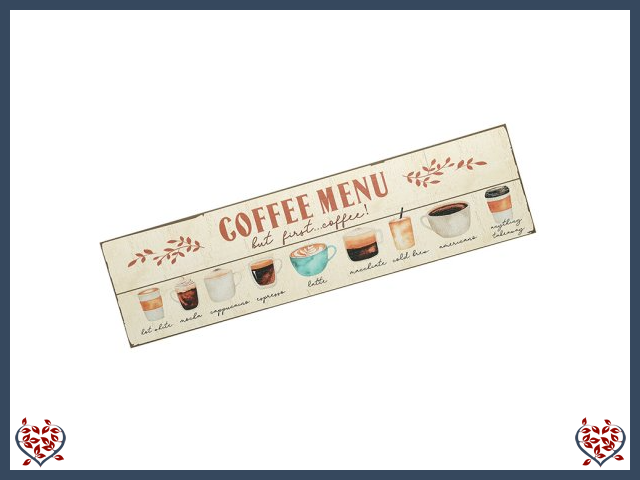 COFFEE MENU ~ METAL SIGN | Wall Decor