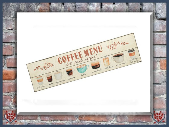 COFFEE MENU ~ METAL SIGN | Wall Decor