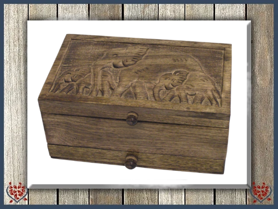 MANGO WOOD ELEPHANT DESIGN JEWELLERY BOX | Wooden Boxes & Bowls - Paul Martyn Interiors
