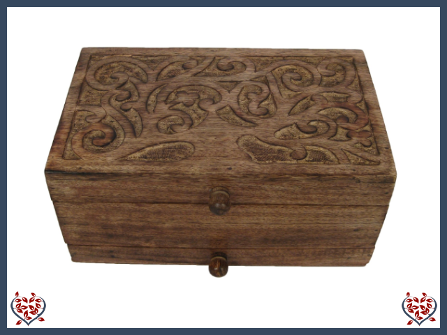 MANGO WOOD TREE OF LIFE DESIGN JEWELLERY BOX | Wooden Boxes & Bowls - Paul Martyn Interiors