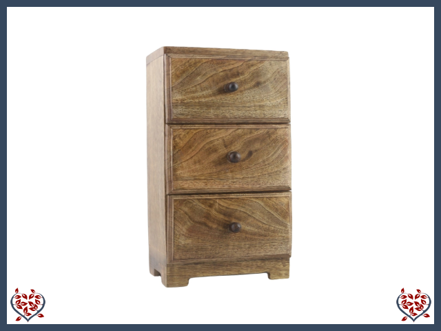 3 DRAWER PLAIN CHEST | Wooden Home Accessories - Paul Martyn Interiors