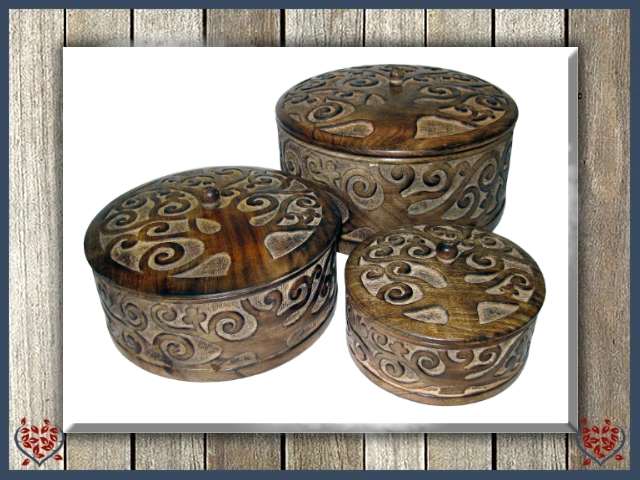 TREE OF LIFE DESIGN ROUND BOXES - WOODEN BOX | Wooden Boxes & Bowls - Paul Martyn Interiors