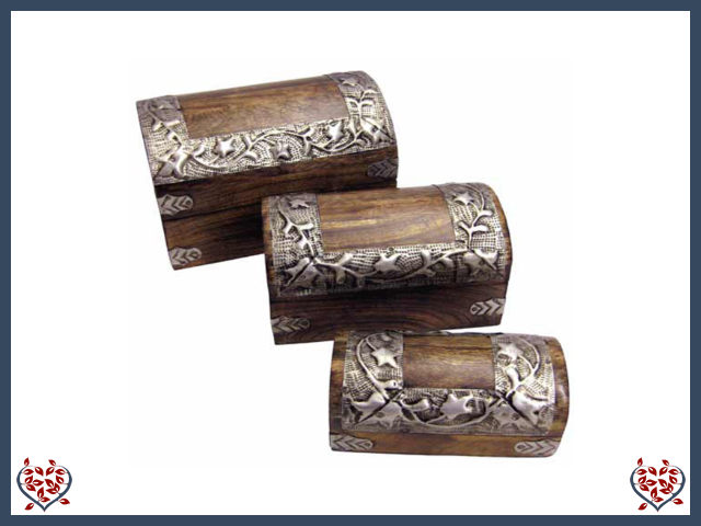 METAL FLOWER DESIGN DOME BOXES - WOODEN BOX | Wooden Boxes & Bowls - Paul Martyn Interiors