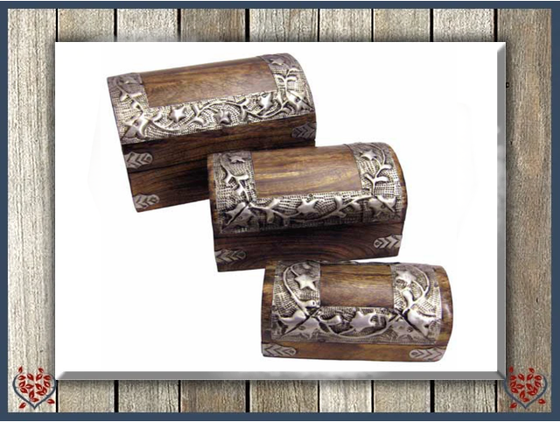 METAL FLOWER DESIGN DOME BOXES - WOODEN BOX | Wooden Boxes & Bowls - Paul Martyn Interiors