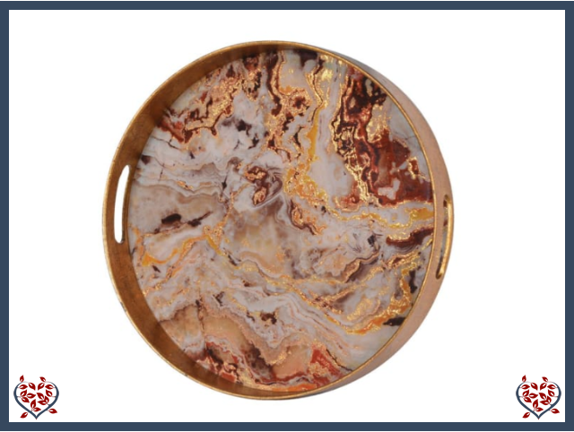 ROUND MARBLE EFFECT TRAY | Kitchenware - Paul Martyn Interiors