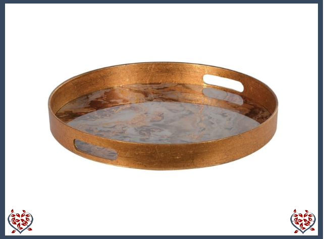 ROUND MARBLE EFFECT TRAY | Kitchenware - Paul Martyn Interiors