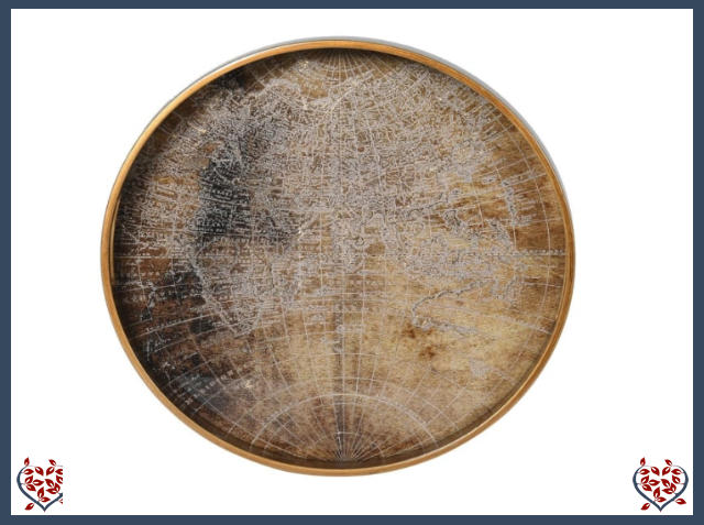 GOLD WORLD MAP TRAY | Kitchenware - Paul Martyn Interiors