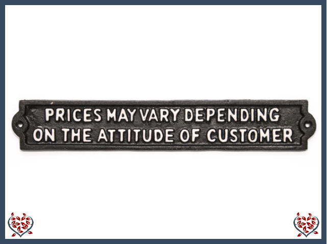 PRICES MAY VARY DEPENDING ON ATTITUDE OF CUSTOMER ~ IRON PLAQUE | Wall Decor