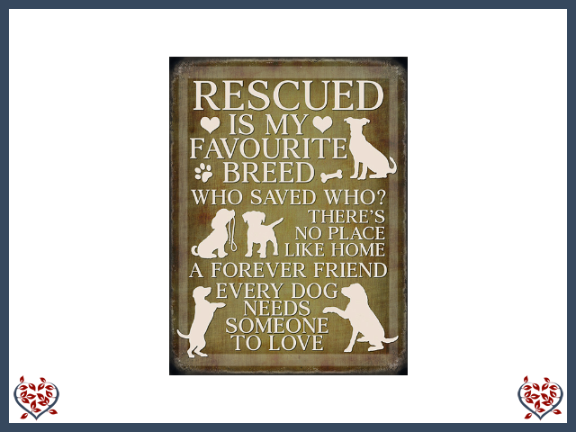 RESCUE DOG ~ METAL SIGN |  Wall Decor - Paul Martyn Interiors