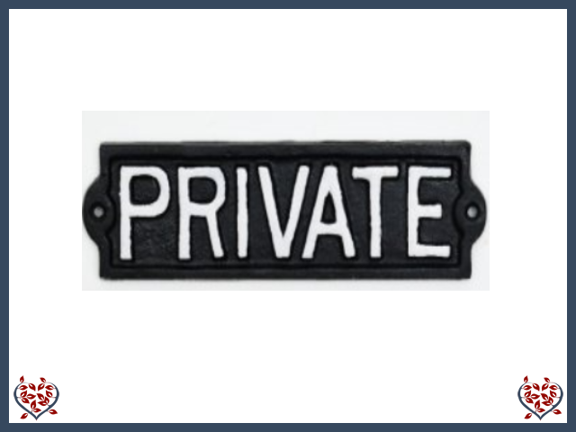 PRIVATE ~ METAL SIGN | Wall Decor - Paul Martyn Interiors
