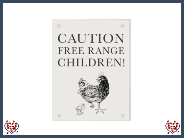 CAUTION FREE RANGE CHILDREN ~ METAL SIGN | Wall Decor - Paul Martyn Interiors