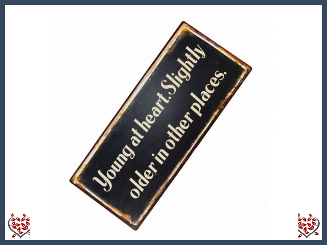 YOUNG AT HEART ~ METAL SIGN |  Wall Decor