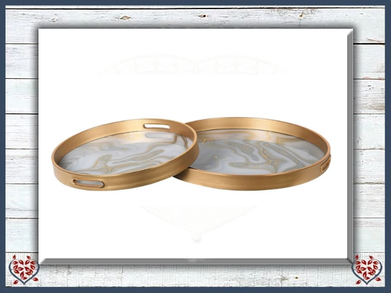 GOLD SWIRL ROUND TRAYS | Kitchenware - Paul Martyn Interiors