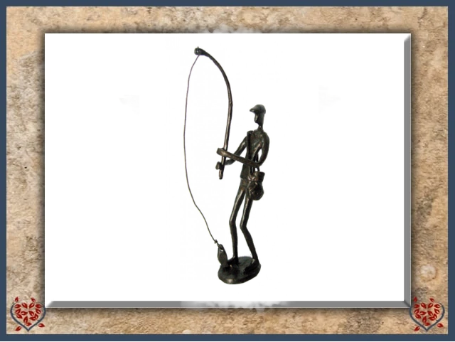 FISHERMAN ~ METAL FIGURINE | Figurine - Paul Martyn Interiors