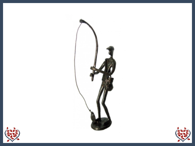 FISHERMAN ~ METAL FIGURINE | Figurine - Paul Martyn Interiors