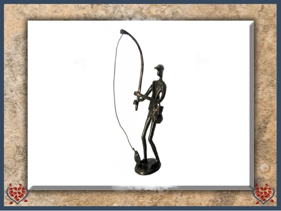 FISHERMAN ~ METAL FIGURINE | Figurine - Paul Martyn Interiors