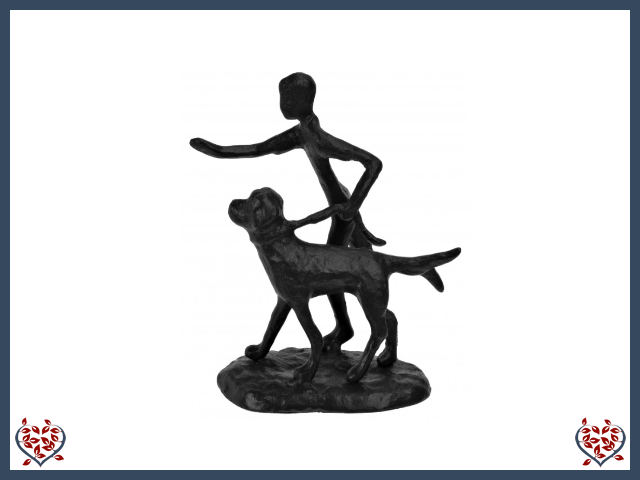 DOG WITH RUNNER ~ METAL FIGURINE | Figurine - Paul Martyn Interiors