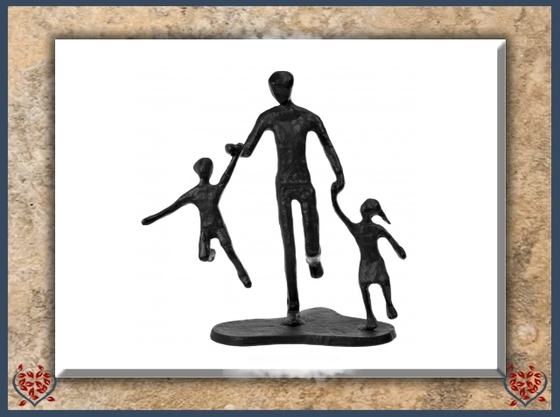 FATHER AND CHILDREN ~ METAL FIGURINE | Figurine - Paul Martyn Interiors