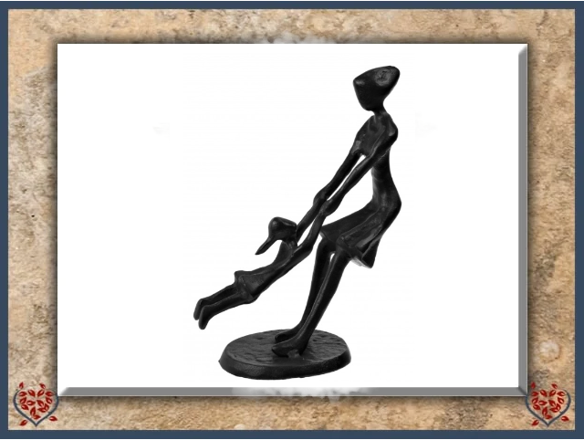 MOTHER SPINNING CHILD ~ METAL FIGURINE | Figurine - Paul Martyn Interiors