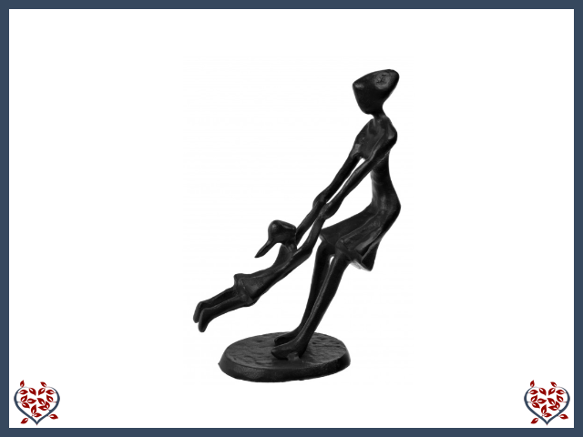 MOTHER SPINNING CHILD ~ METAL FIGURINE | Figurine - Paul Martyn Interiors