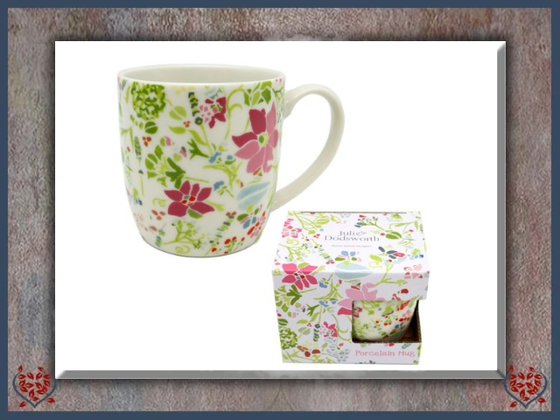 JULIE DODSWORTH PINK BOTANICAL PORCELAIN MUG | Mugs - Paul Martyn Interiors