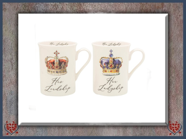 CROWNED LORD & LADY MUG SET | Mugs - Paul Martyn Interiors