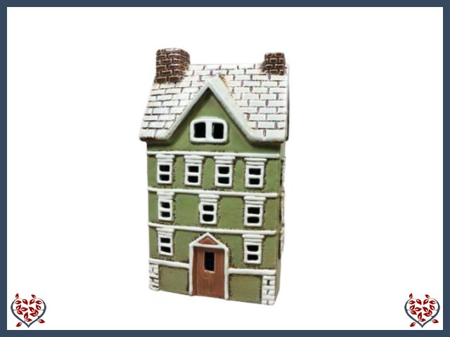CERAMIC TEALIGHT HOUSE ~ LIGHT GREEN | Ceramic