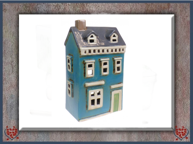 CERAMIC TEALIGHT HOUSE ~ BLUE | Ceramic - Paul Martyn Interiors