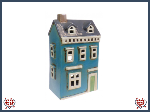 CERAMIC TEALIGHT HOUSE ~ BLUE | Ceramic - Paul Martyn Interiors