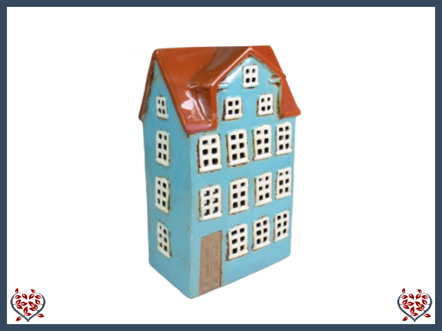 CERAMIC TEALIGHT HOUSE ~ TURQUOISE | Ceramic