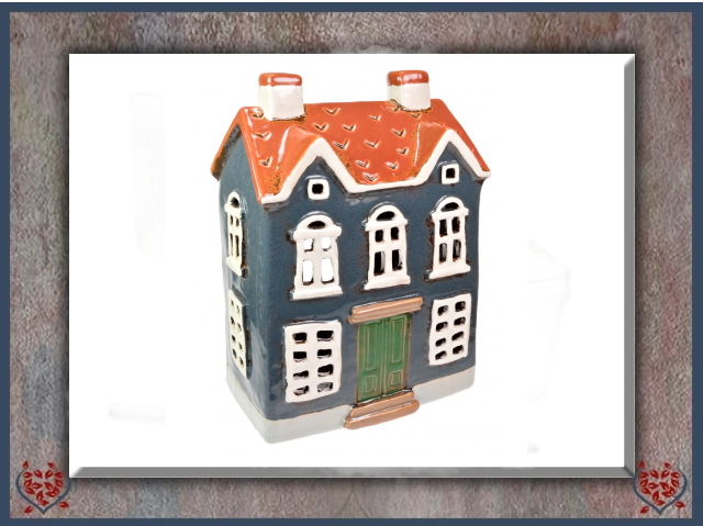 CERAMIC TEALIGHT HOUSE ~ BLUE | Ceramic