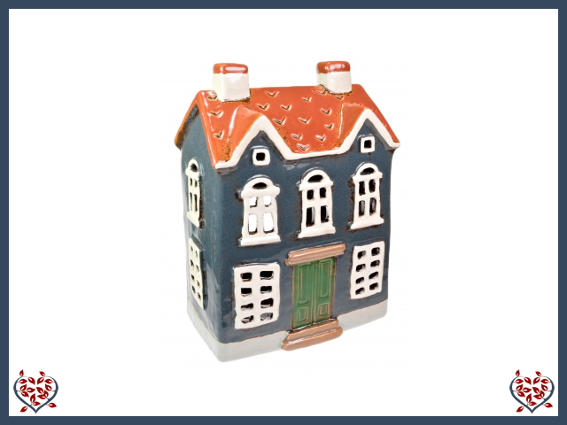 CERAMIC TEALIGHT HOUSE ~ BLUE | Ceramic
